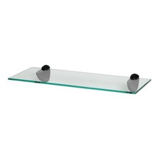 1x Étagère de Salle de Bain en Verre Flottant 50cm Clair/Noir Douche Stockage