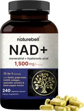 NatureBell NAD+ 1,500mg Per Serving, 240 Veggie 240 Count (Pack of 1) 