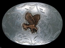 TD11156 VINTAGE 1970s  BALD EAGLE  ENGRAVED WESTERN  COWBOY BELT BUCKLE