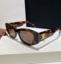New Celine CL40308U Gold Triomphe Women Sunglasses Havana Gold/Brown Lens