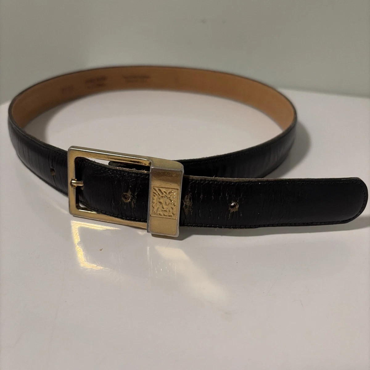 Anne Klein genuine leather gold blue belt Sz M Anne Klein II for Oroton Womens Size M Navy Blue Belt main image 2
