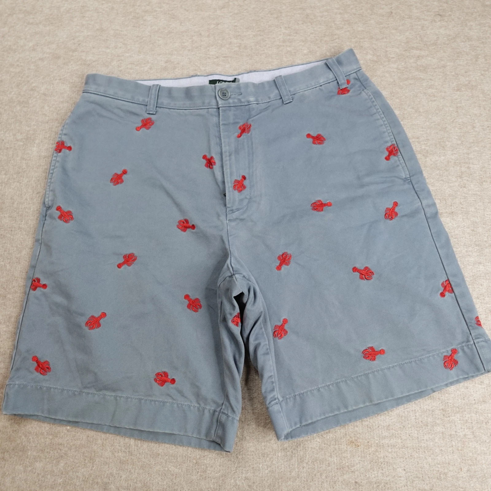 J.Crew Shorts 32 Blue Critter Lobster Embroidered 8" in Vintage