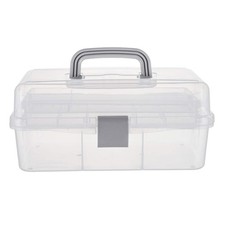 Plastic Craft Organizer Box 12 Inch 3 Layers Storage Container Case Clear