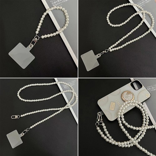 Mobile Phone Lanyard Crossbody Necklace Chain Pearl Strap Anti-lost Sling - Photo 6 sur 13