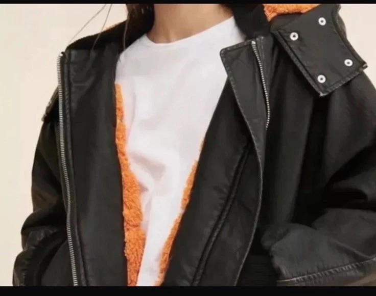 Chaqueta de Cuero Vegano Negra We The Free People Moxy Trapeze Talla S ¡Nueva! Foto 2 de 4