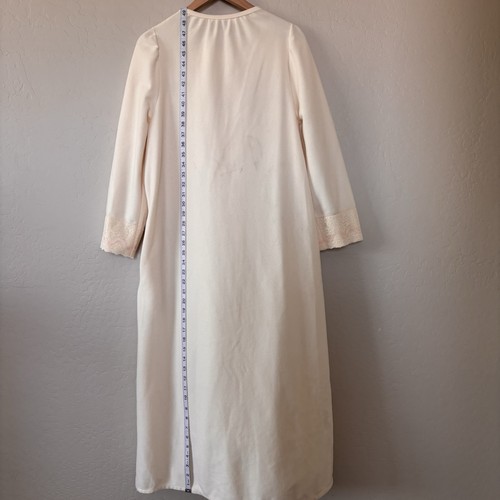 Henson Kickernick Vintage Robe House Dress Ivory Cream Pink Lace Zipper Sz Small - Picture 10 of 15