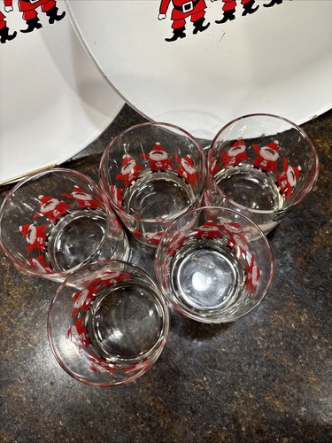 Set 5 bicchieri SANTA Natale GEORGES BRIARD e 2 vassoi abbinati da 14" - Foto 12 di 17