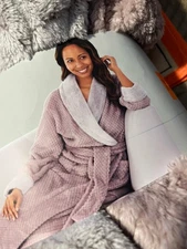 CAROLE HOCHMAN  Luxuriously Plush Textured Wrap Robe Women’s XXL PINK