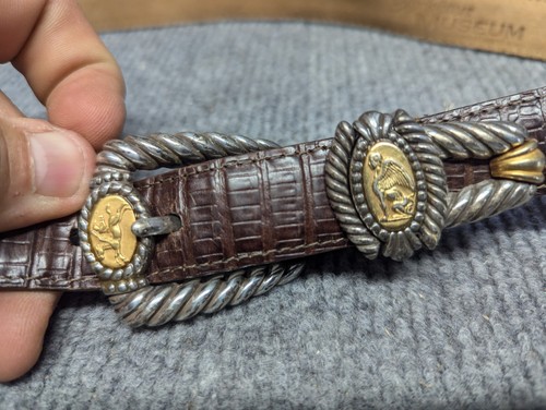 1995 Brighton Museum Collection Belt Brown Croc Leather Womens M 37809 Pegasus - Picture 2 of 7