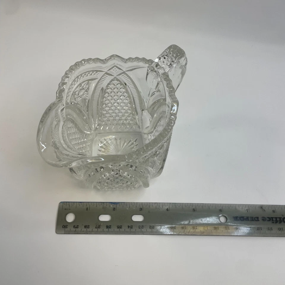 Antique Early American Pressed Glass Jug in Massachusetts pattern, Heavy, Lovely - Image 3 of 4