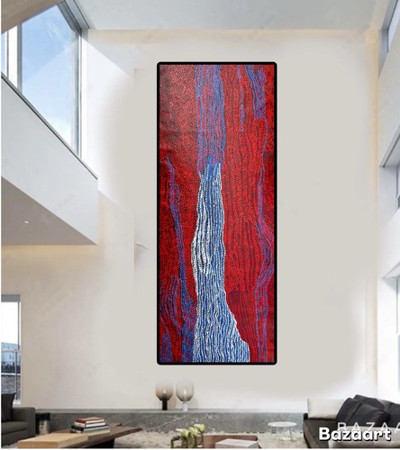 240cm by 90cm Original Dot Painting On Canvas, Aboriginal Style Abstract