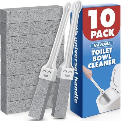 10 Pack Pumice Stone Toilet Bowl Cleaner with 2 Extra Long Handle, Scouring Stic