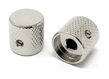 Nickel Metal Flat Top Barrel Knobs for Electric Guitar and Bass Set of 2 6m...