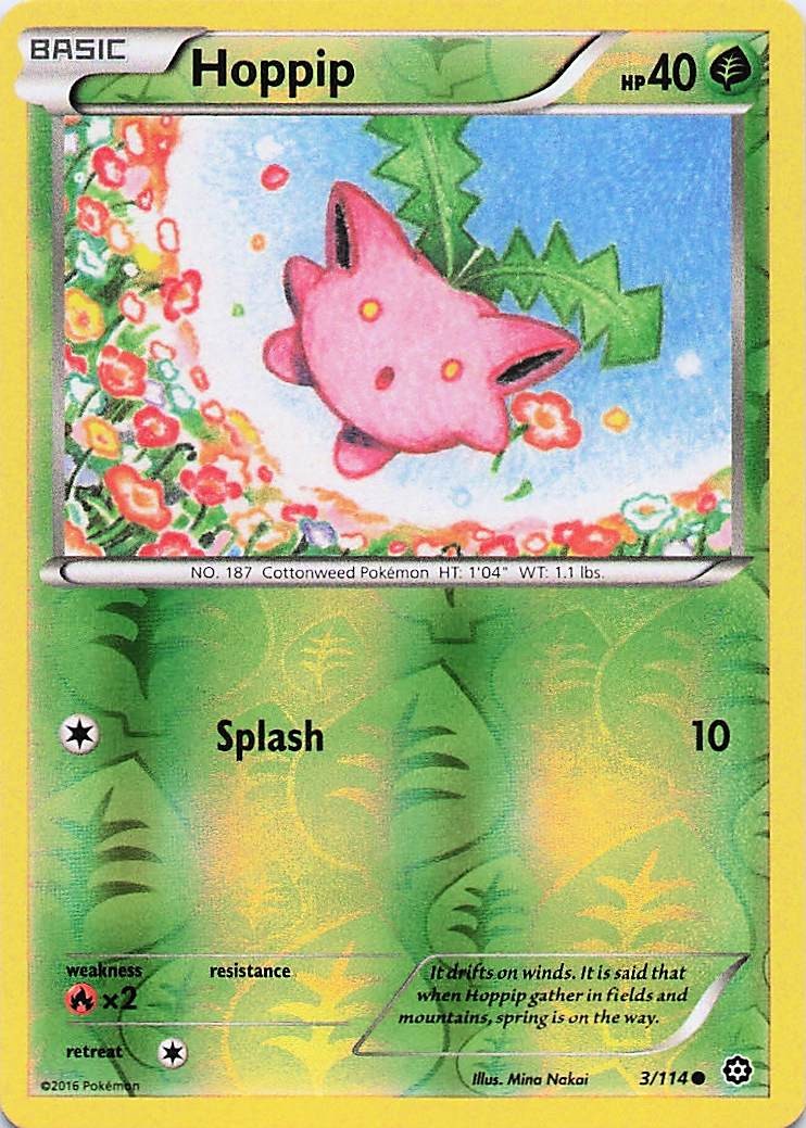 Hoppip - Pokemon Reverse Holo Common 2016 Steam Siege 3/114 NM