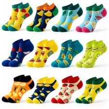 ZJLINKKNIM 12 Pairs Women’s Fun Fruit Print No Show Socks, Medium, Multi