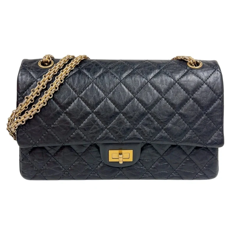 Chanel — CHANEL 2.55 Large Flap Bag Black Shoulder Bag A37587 #OKB1379