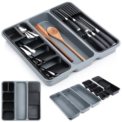 Besteckeinsatz für Schublade Organizer 40x40 cm grau ORION 150750 - Bild 1 von 4