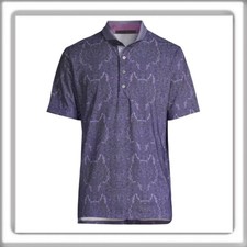 GREYSON Men's Herbarium Wolf Print Polo Shirt In Honeycreeper Golf Size Large