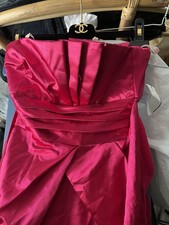 TEEZE ME PLEATED FRONT FUSHIA PINK SATIN SEXY STRAPLESS SUMMER WED PARTY DRESS