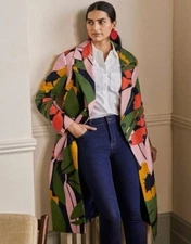 Boden Constance NWT Womens Abstract Floral Wool Coat Bold Colorful Outerwear