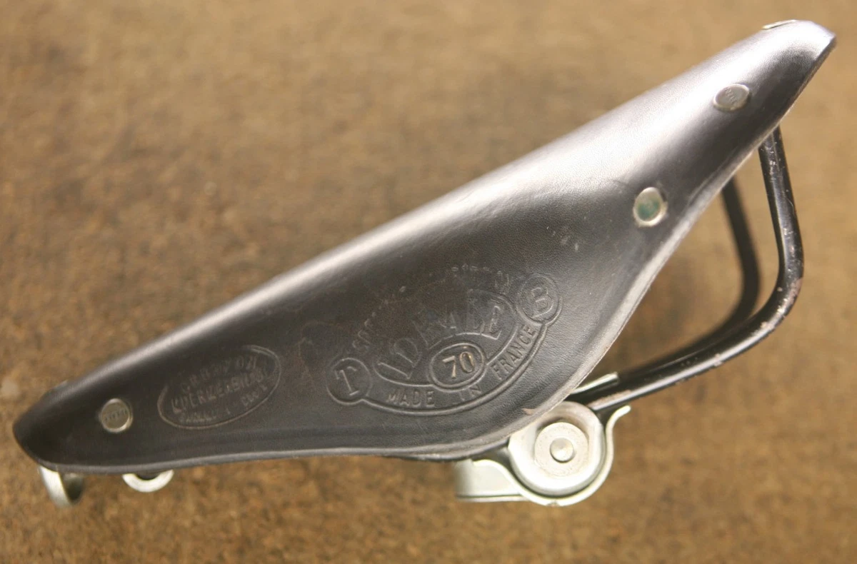 Selle De Vélo Cuir Ideale 39 Vintage - Noire, Rails Acier, Fabrication Française