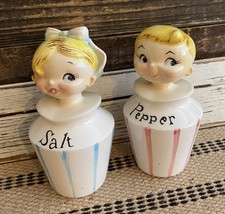 Vintage Lefton Boy & Girl Pixieware Salt & Pepper Shaker Set #1646 Holt Howard