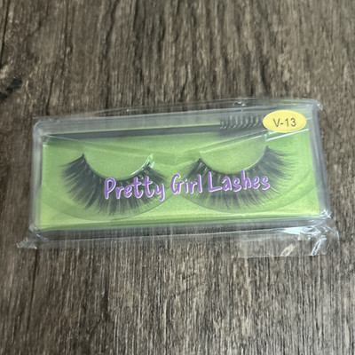 Pretty Girl Lashes RealMink Strip Eyelashes Black Natural Long w/Applicator 