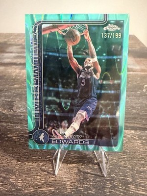 2025-26 Topps Chrome Update Anthony Edwards Aqua Refractor /199 Timberwolves