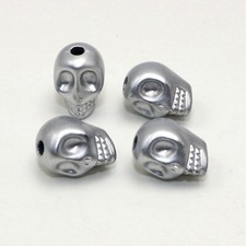 50pcs Silver Acrylic Halloween Gothic Skeleton Skull Head Bead 13mm Loose Spacer