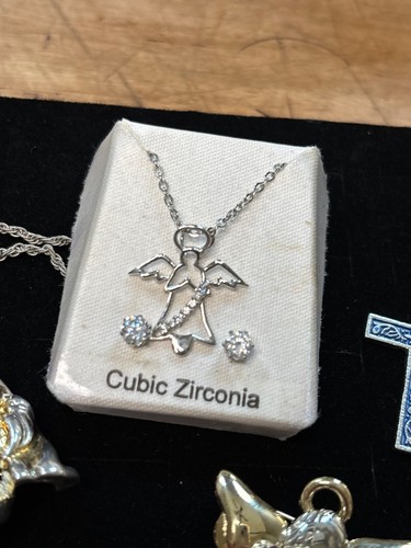 Assorted Religious Pendants & Necklaces With Crosses Angels & Cubic Zirconia - Picture 6 of 11