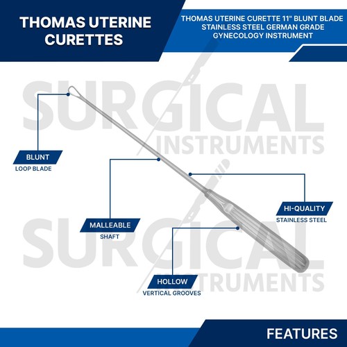 THOMAS Uterine Curettes 11" Size # 00 Malleable Blunt Blade OB/GYN German Grade - Picture 3 of 7