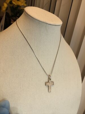 1.Vintage 925 Sterling Silver Snake chain Rope pattern Cross