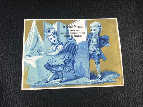 CHROMO CARD AU GRAND SAINT LOUIS  EPOQUE 1880 90  - Picture 1 of 2