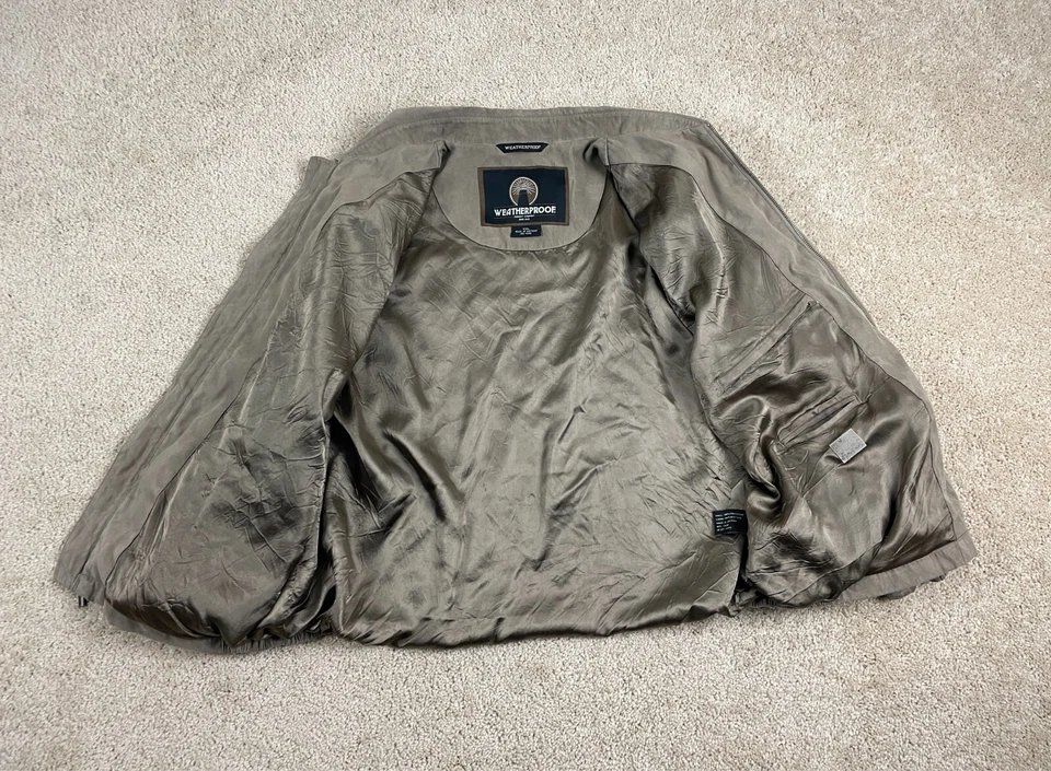 Vintage Weatherproof Bomber Jacket Mens XXL Full Zip Pockets Collar Solid Brown - Image 3 of 4