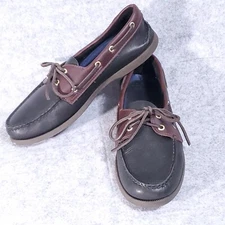 SPERRY TOP SIDER MEN CLASSIC BOAT SHOE 10 AUTHENTIC ORIGINAL BLACK BROWN LEATHER