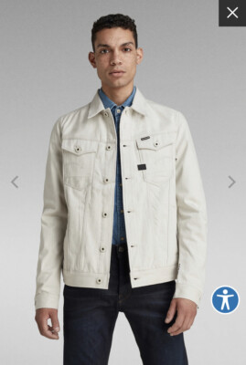 G-Star Raw Men s Arc 3D Slim Denim Jacket Ecru $190 New