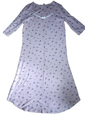 Adonna womens sz Medium grannycore Burch Pink Ribbed Soft Nightgown pajama gown