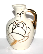 Vintage Gold Flower Hand Painted Pitcher Bud Vase 22 Karat Gold CI1