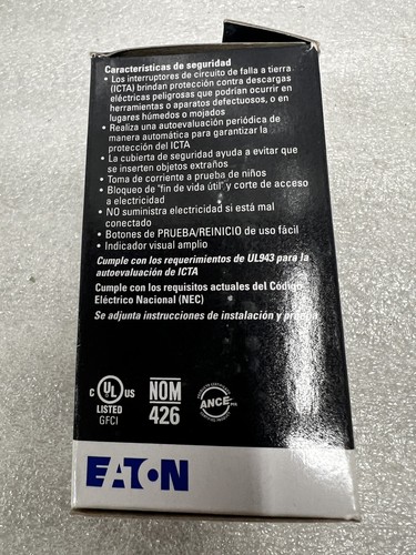 Eaton TRSGF15LA Lt Mandorla Manomissione Resistente GFCI Presa Autotest 15A - Foto 3 di 13