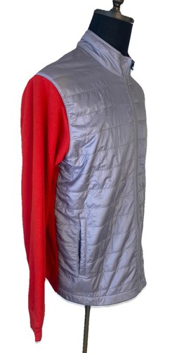 Footjoy Jacket Medium Red Gray Puffer Hybrid Full Zip FJ Collar Logo & Club Logo - Picture 4 of 14