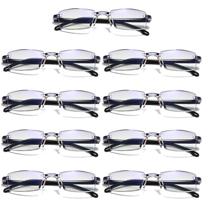 #ad #ad 9 PK Mens Rectangular Rimless Blue Light Blocking Reading Glasses Unisex Readers $16.99