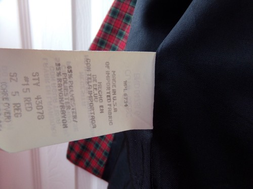 Vtg Boys PLAID Christmas Blazer Suit Sport Coat 5 y2k USA Red Brass Gold Buttons - Picture 17 of 22