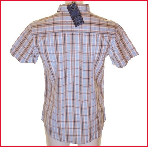 New Men's Authentic Wrangler Short Sleeve Textured Shirt Large Blue Slim Pockets - Picture 2 of 2