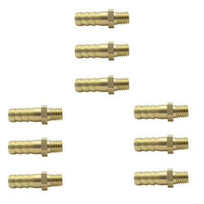 8mm Schlauch Barb Adapter x M8 *1,25mm Außengewinde Messing Fitting Coupler 9Pcs