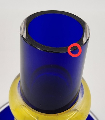 2 Chatham Glass Co. Cobalt Blue & Yellow 4" Candlestick Candle Holders - Picture 7 of 7