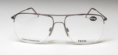 NEW TECH-FLEX 1017 EYEGLASS FRAME OVERSIZED MENS 230 HALF-RIM 61-17-150 TITANIUM - Picture 3 of 8