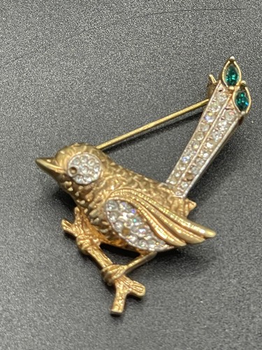 Vtg Bird Brooch Pin Rhinestones  - Picture 3 of 7