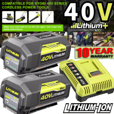 1-2 Battery & Charger For Ryobi 40V With LED Lithium-Ion 40Volt OP406VNM OP40602