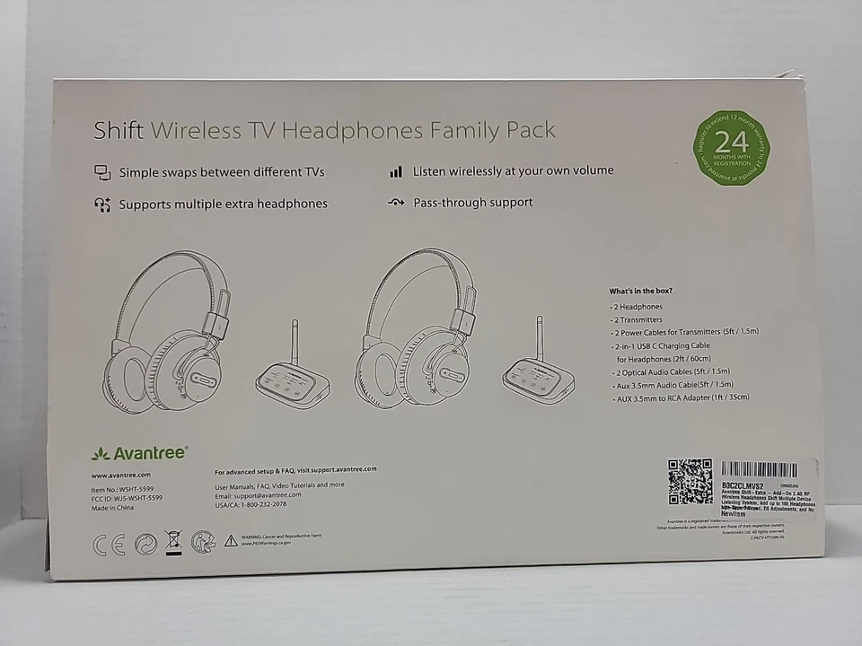 Shift Wireless TV headphones family pack, ideal for 2 & more TVs Avantree New - Image 2 of 4