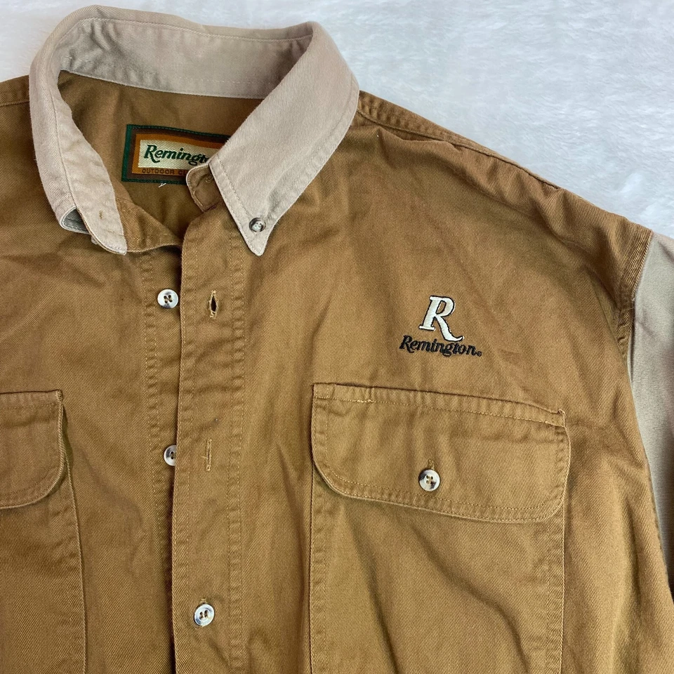 Camisa Remington Para Hombre Grande Manga Larga Abotonada Marrón Tostado con Parches en el Codo Foto 2 de 4